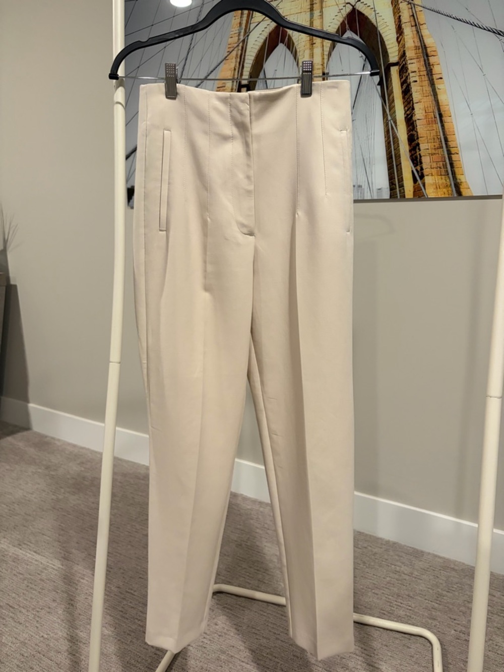 Zara Women's Cream High Waisted Pant